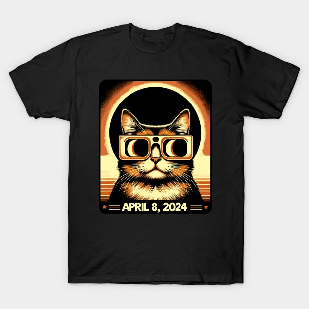 Cat in Eclipse Glasses Totality 2024 Total Solar Eclipse T-Shirt by KsuAnn